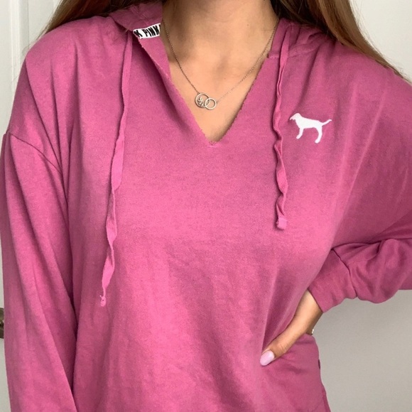 V-neck hoodie from pink - Picture 1 of 2